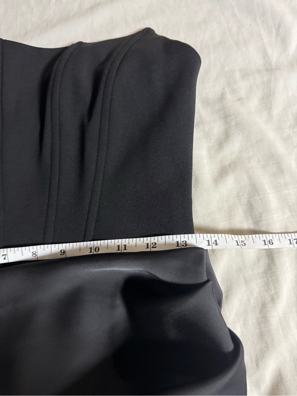 NEW Betsy and Adam Debra strapless corset mixed media draped gown in black Sz 8 - Picture 15 of 16